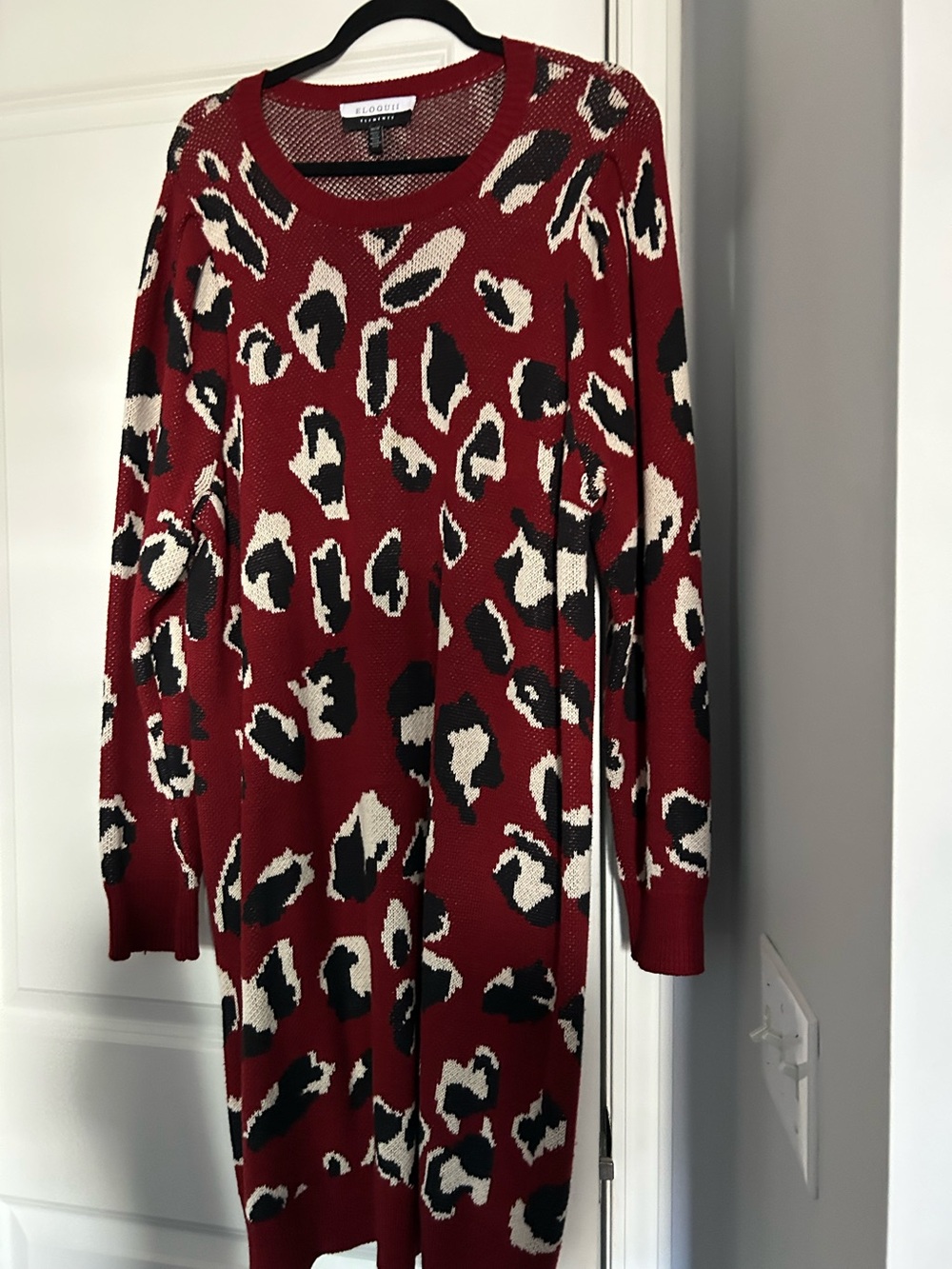 Eloquii Red Leopard Print Knit Dress with Black and Cream Spots Size 18/20